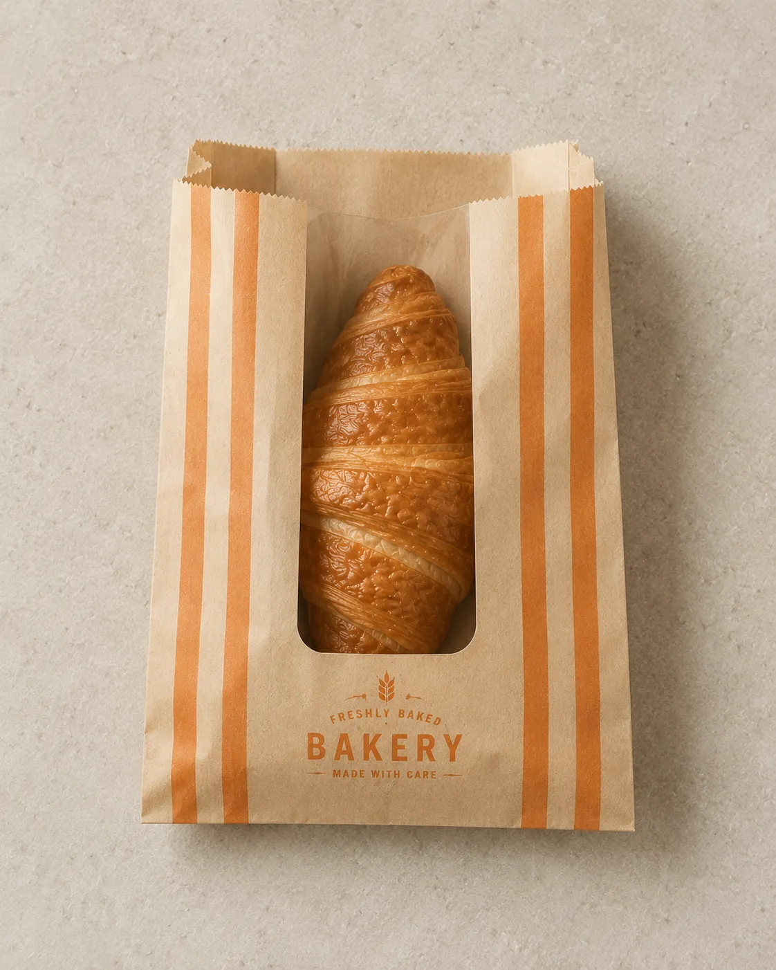 custom croissant Paper Bag with Window - Image 2