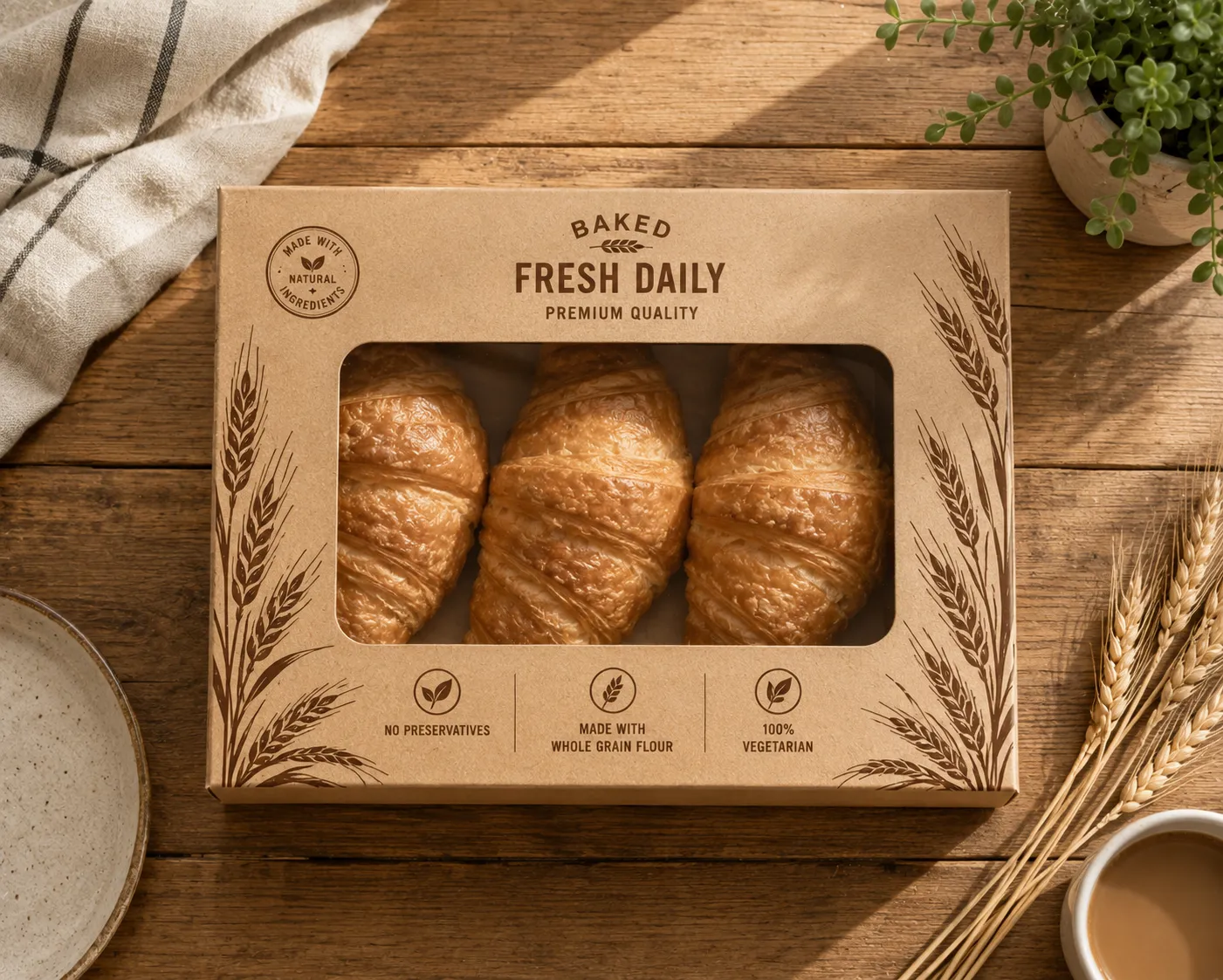 Custom Croissant Kraft Window Box