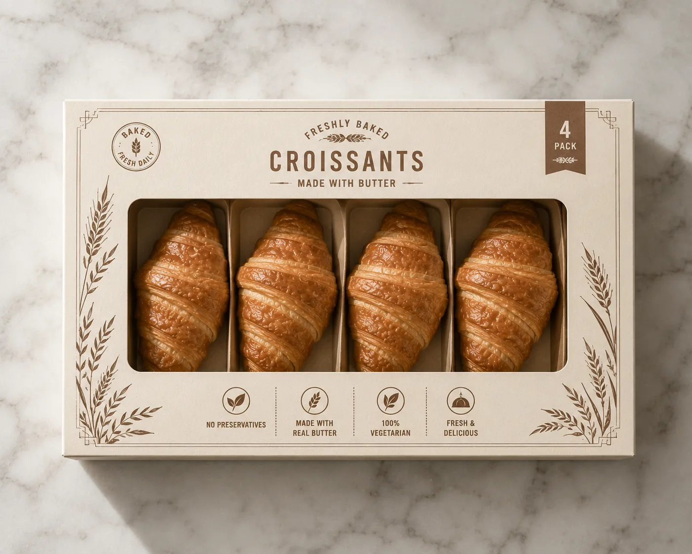 Custom Croissant Multi-Pack Tray Box (4 or 6 pack)