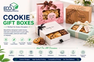 Custom cookie boxes including window, kraft, and rigid gift styles