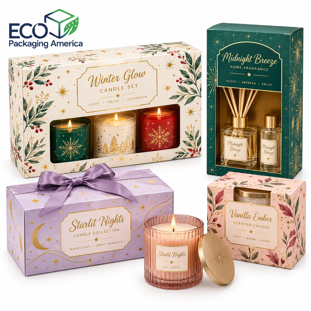Custom New Year's Eve Candles & Home Fragrance Packaging