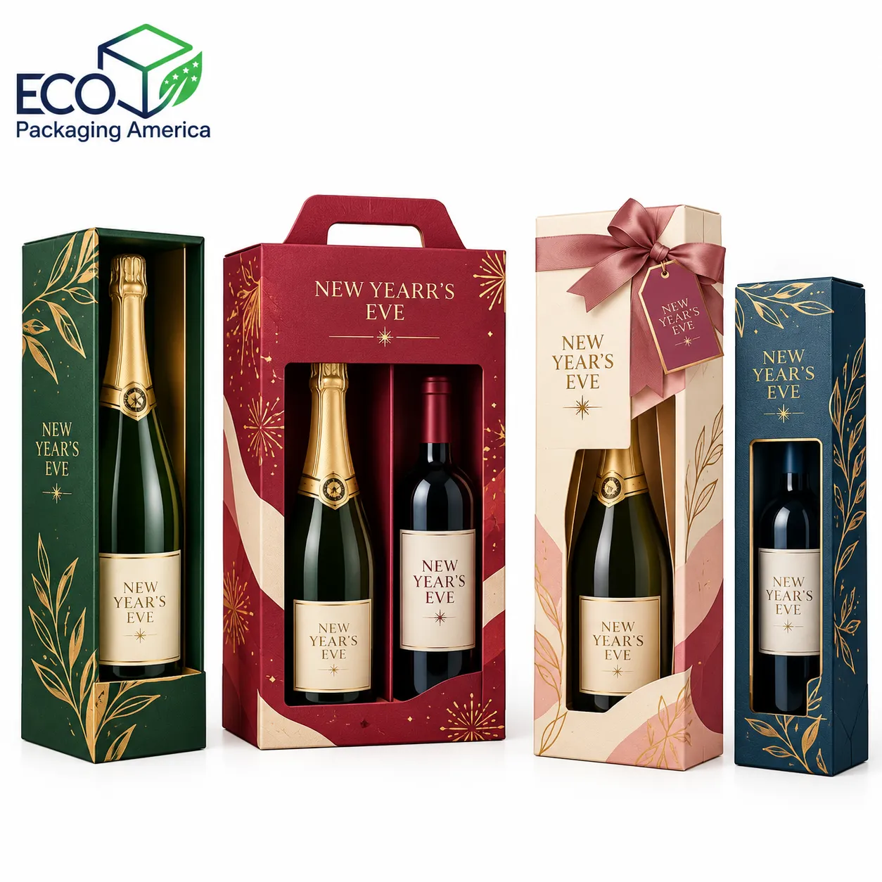 Custom New Year's Eve Champagne & Wine Bottles Packaging