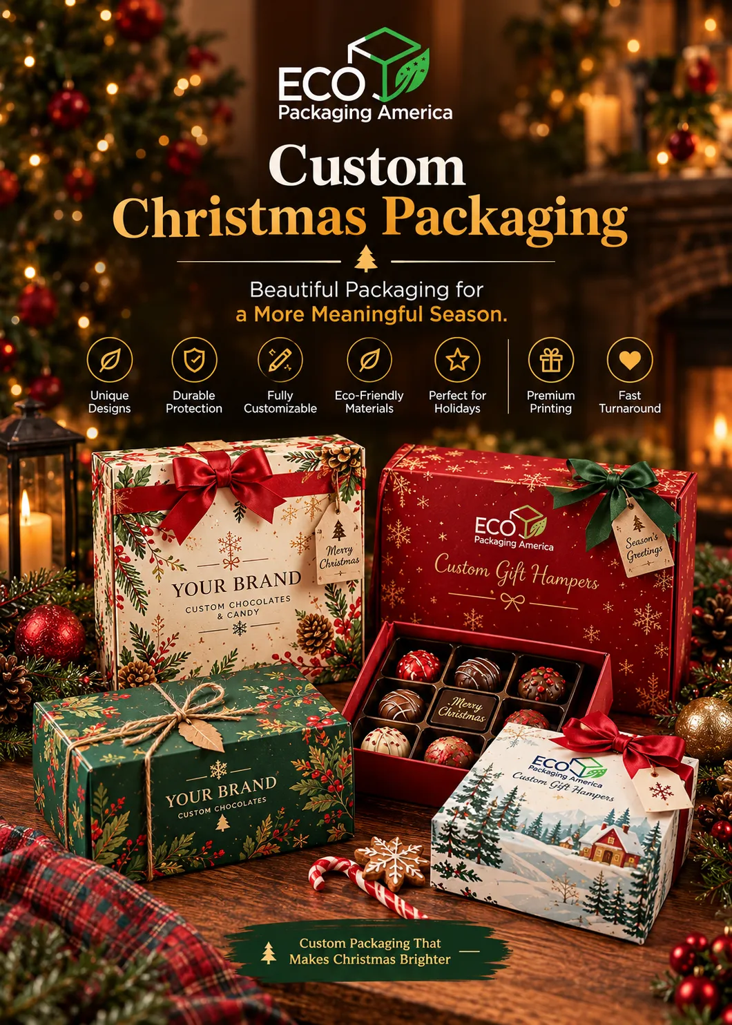 Eco Packaging America custom Christmas packaging