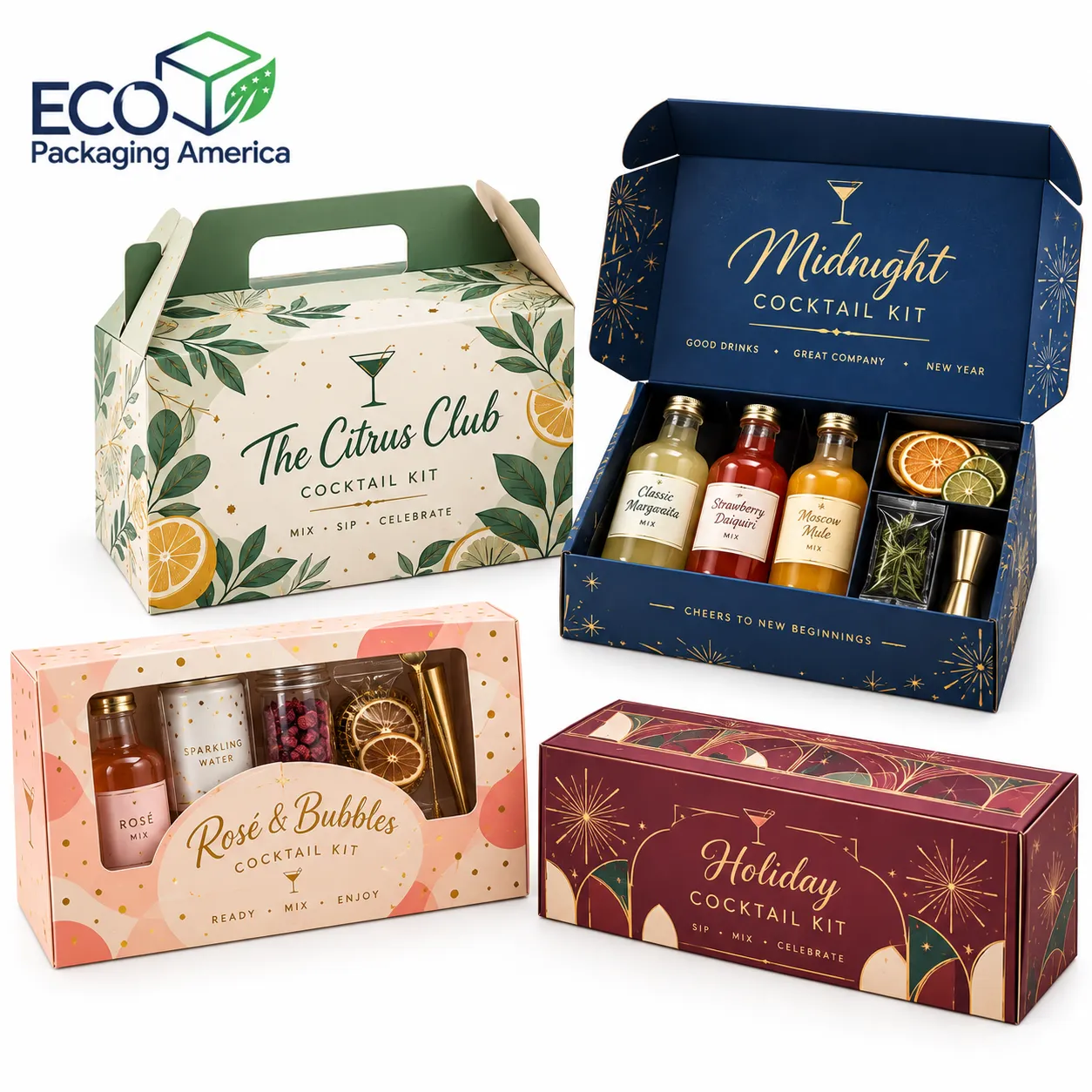Custom New Year's Eve Cocktail Kits & Mixers Packaging