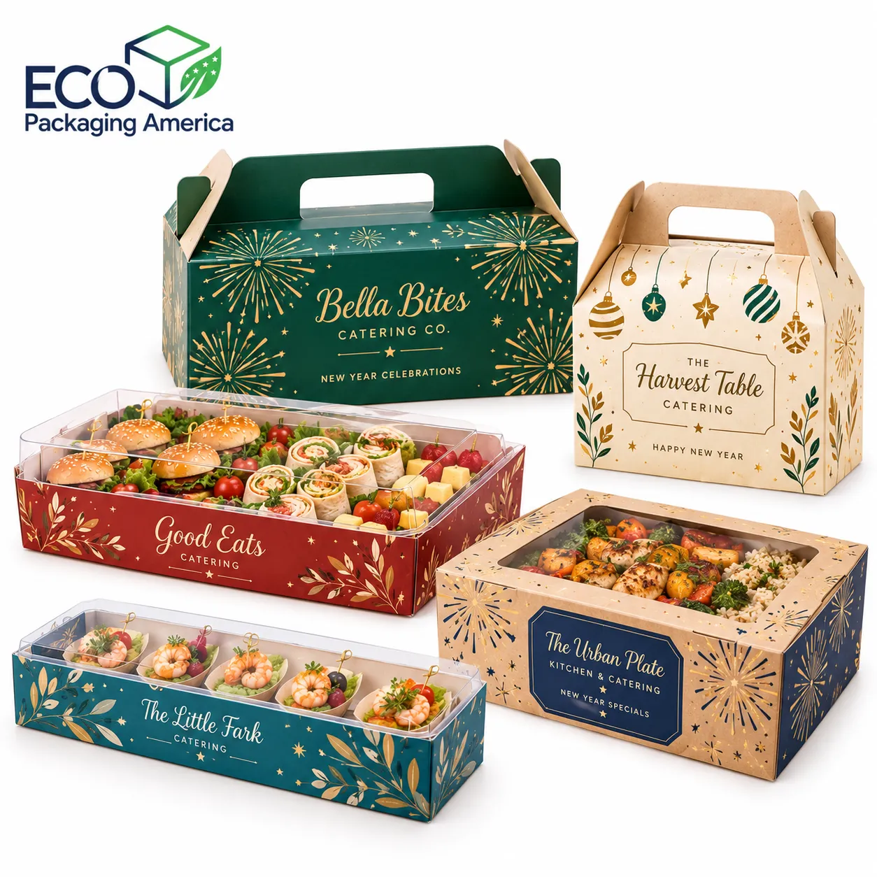 Custom New Year's Eve Finger Food & Catering Trays Packaging