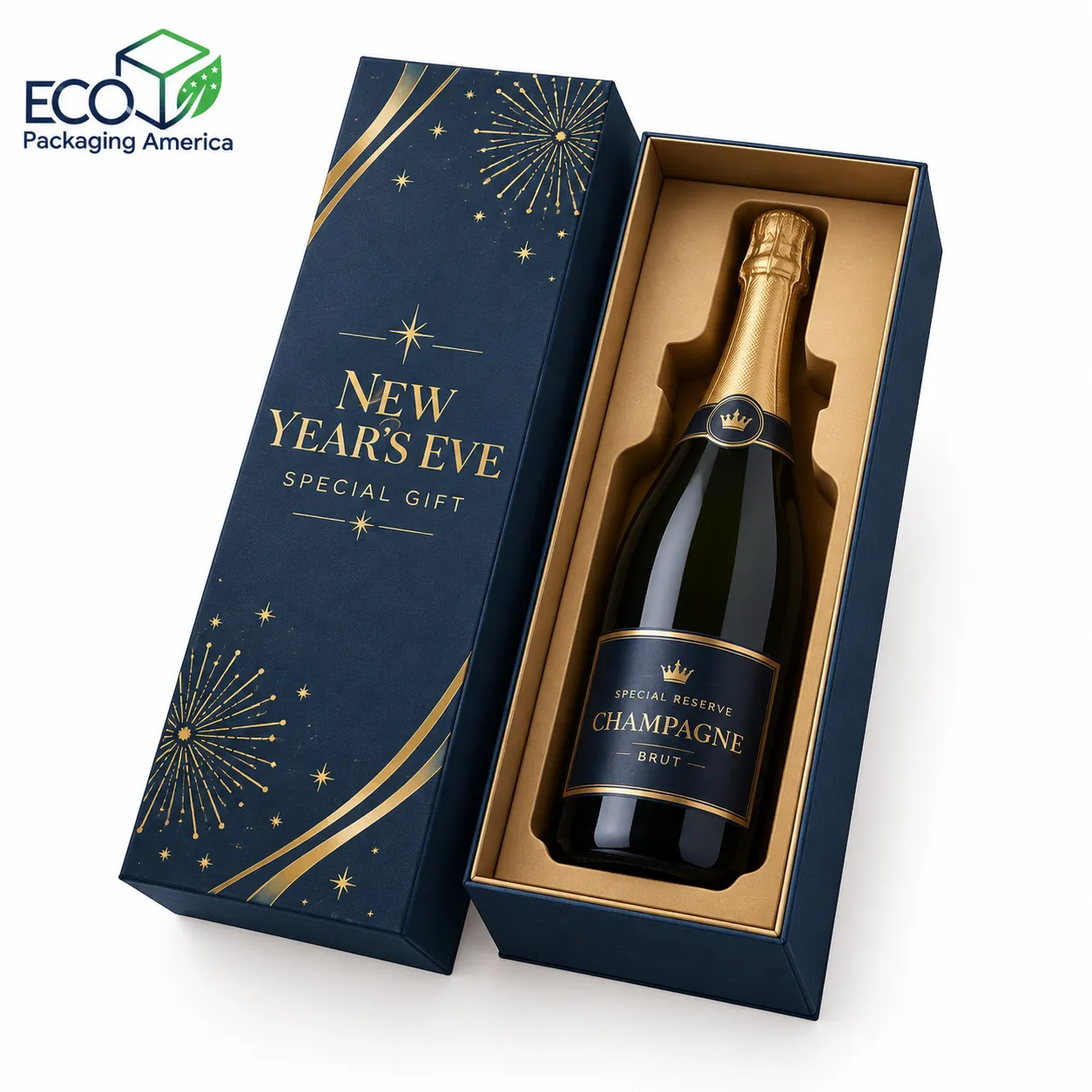 Custom New Year's Eve Wine and Champagne Bottle Box